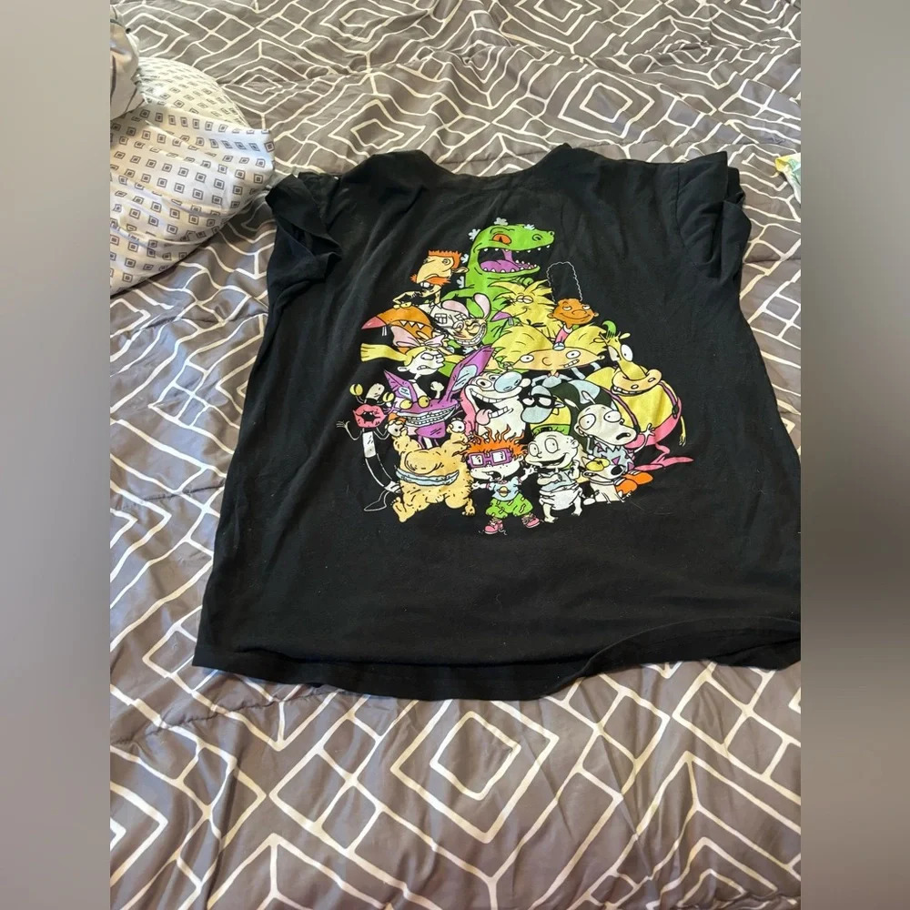2017 Nickelodeon Men Large Baseball Jersey Hey Arnold Rugrats Black XL - Picture 7 of 8